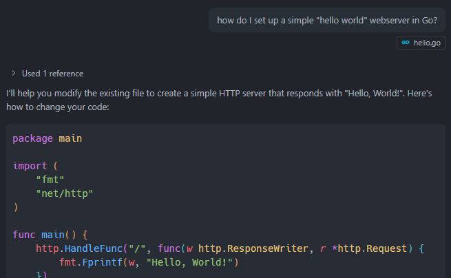 Chatting with Copilot in VSCode